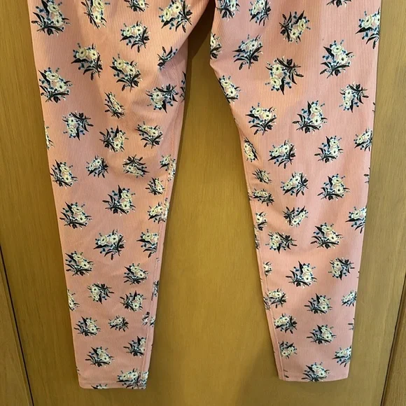 Beach Riot Sport Women’s Ayla Floral Ribbed Leggings Pink Cream Size XL